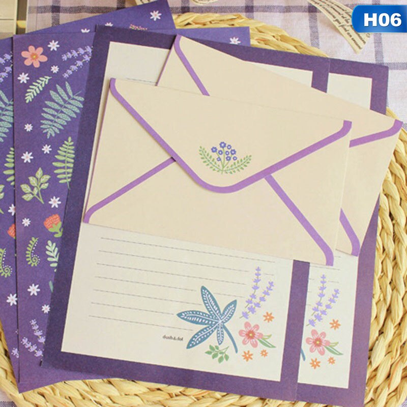 Papeterie coréenne enfants enveloppe finement fleur Animal lettre Pad ensemble papier lettre + enveloppes ensembles papier à écrire: H06