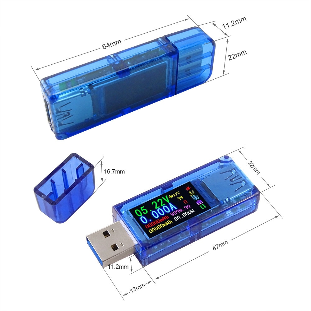 AT34 AT35 USB 3,0 farbe LCD Voltmeter Amperemeter Spannung Strom Meter Multimeter Batterie Ladung Power Bank USB Tester