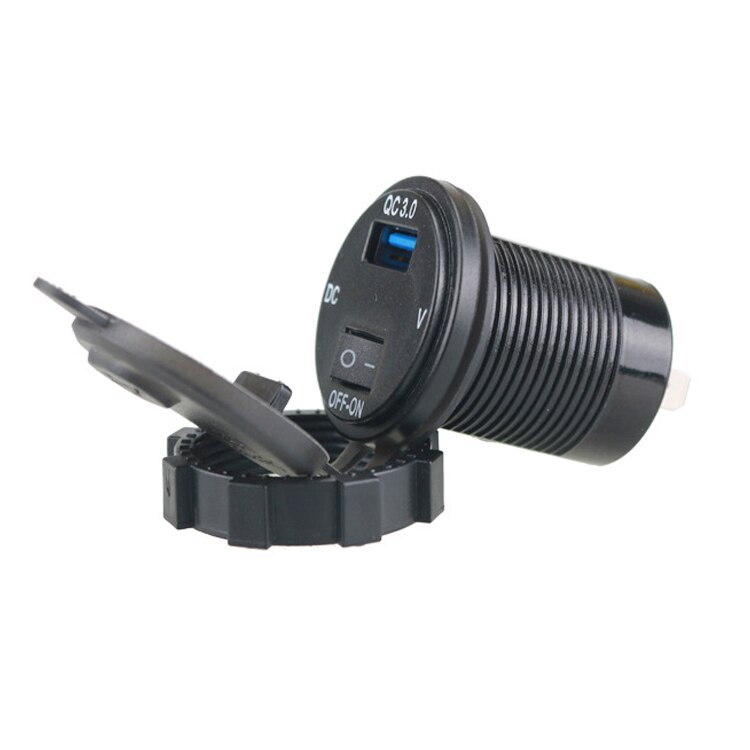 Quick Charge 3.0 Usb Car Charger Socket Digitale Display Voltmeter Usb Charger Socket Met Aan-uit Schakelaar Voor Auto motorfiets Atv