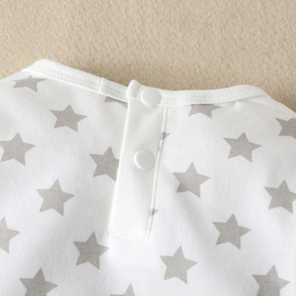 Infant Baby Boys Girls Long Sleeve Cartoon Star Print Romper Clothes Unisex O-neck Pajamas 0-12 Months Rompers Baby Clothes