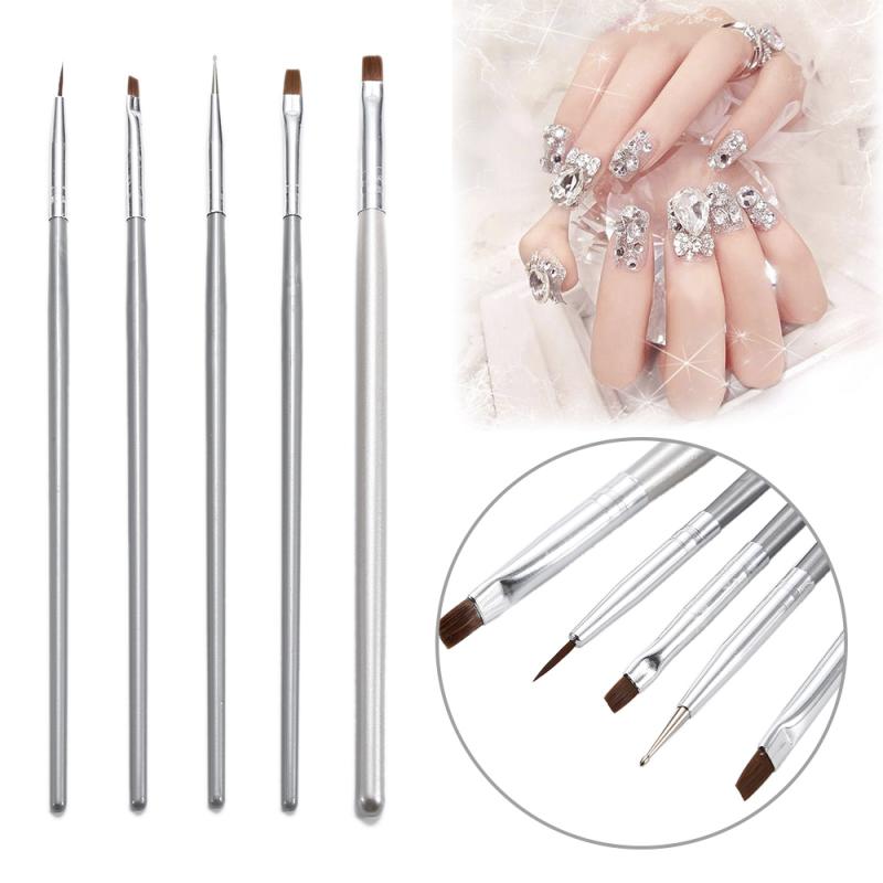 3 uds conjunto de pinceles para manicura rayas de pintura líneas lápiz de lentejuelas herramientas de belleza manicura marcadores de uñas Kit de lápiz de arte: 05