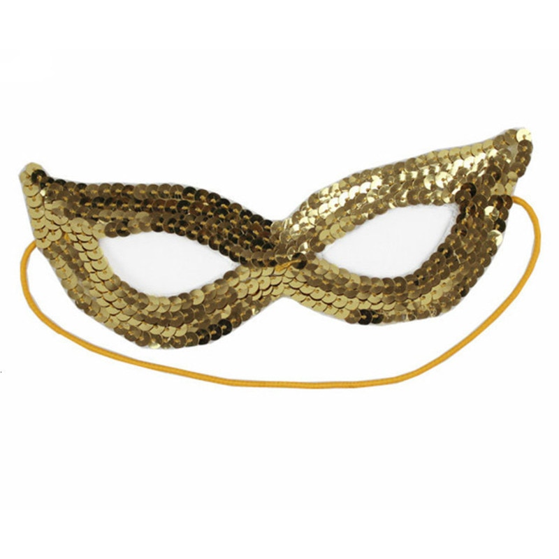 Lentejuelas antifaz de Halloween máscaras de tela no tejida señora mascarada boda halffie carnaval actuación infantil disfraz máscara: Golden