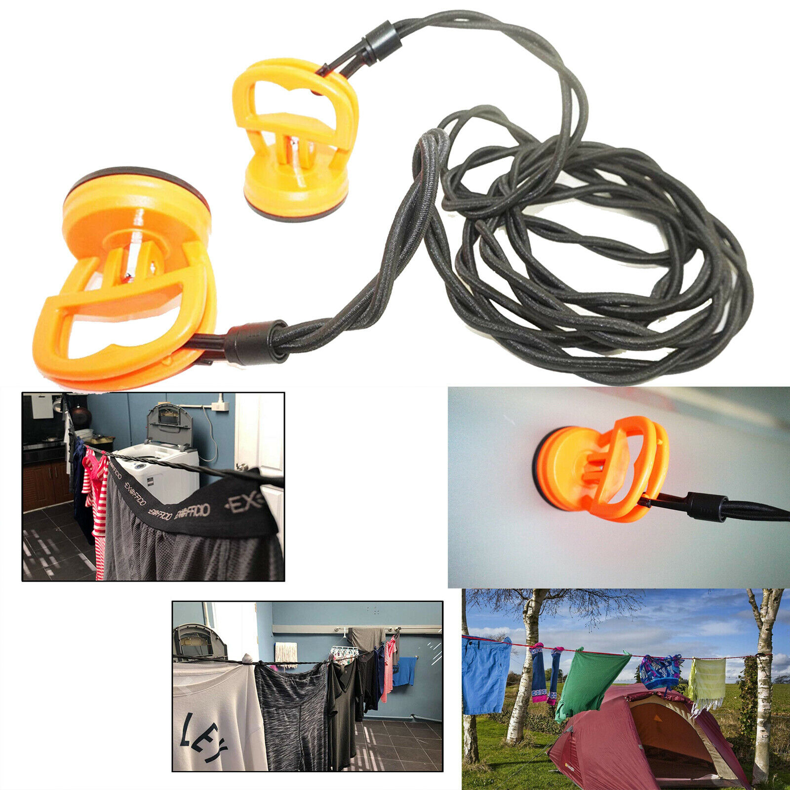 Pegless Travel Clothes Line Clothesline Washing Camping Hanging Airer Rope Drier