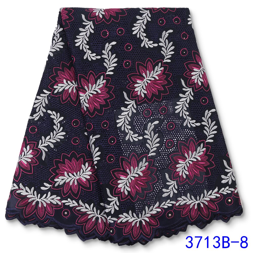 African Cotton Lace Fabric Lace Swiss Voile Lace Nigerian Dry Lace Fabrics With Stones Sewing YA3713B-1: Picture 8