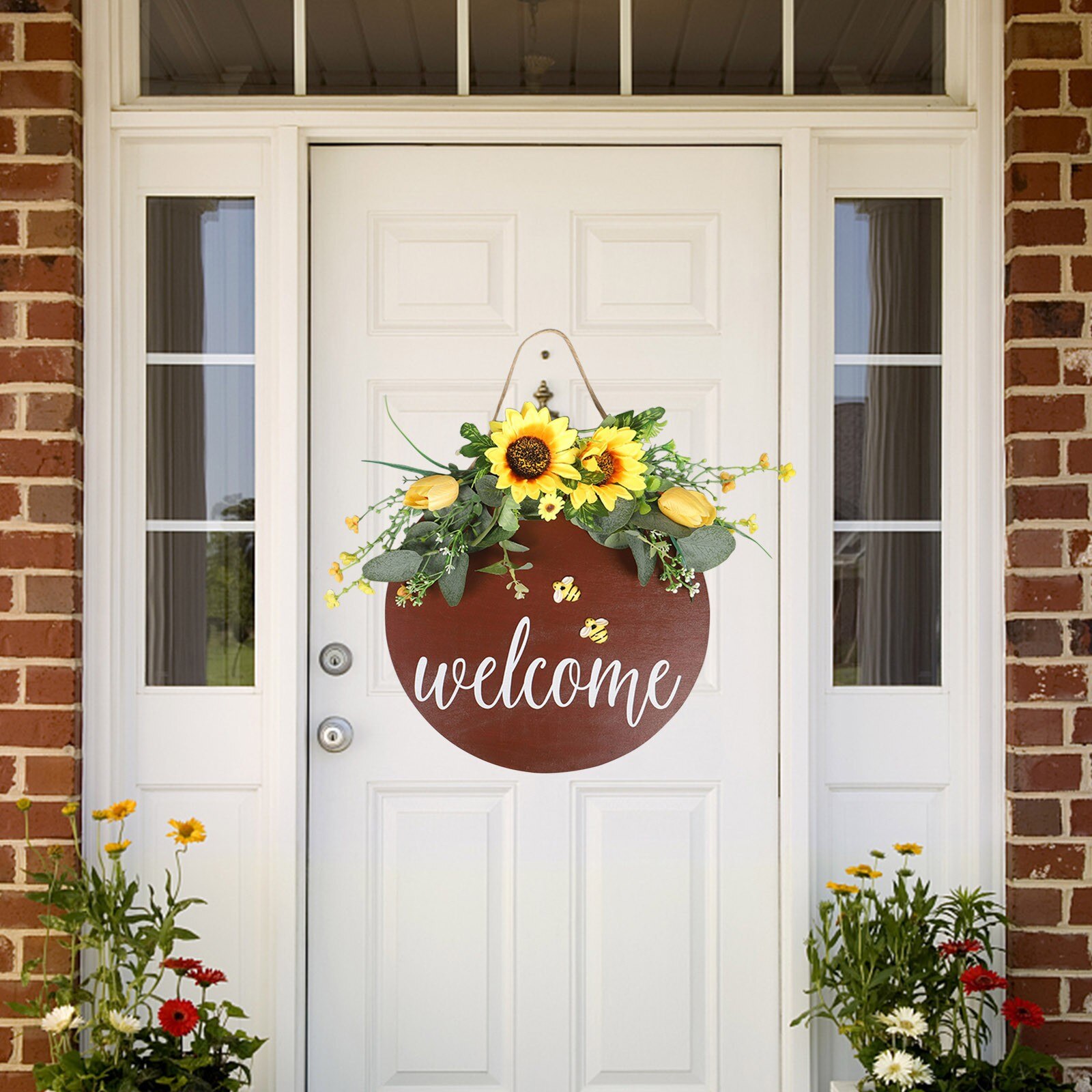 The Letter Garlands Welcome Door Decoration Modern Style Flower Bee Wreath Holidays Door Hanging Accessories