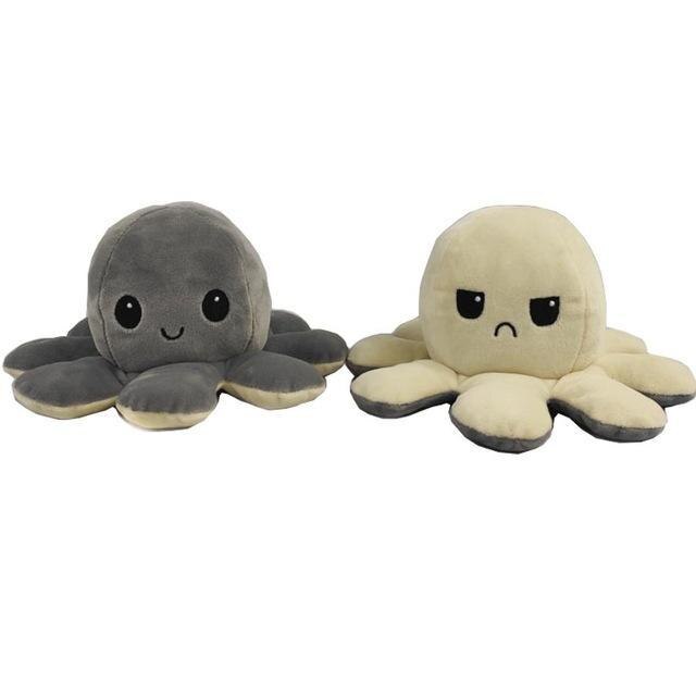 Flip two-sided Octopus Plush Stuffed Doll Toy Different Sides To Show Different Moods Soft Simulation Octopus Plush Toy For Kids: 05