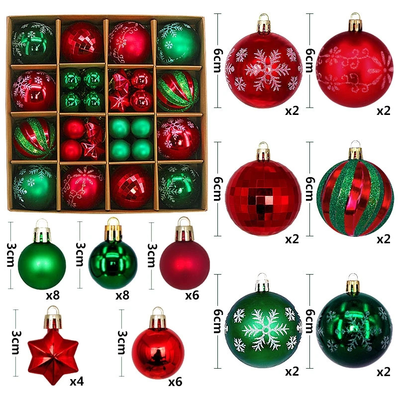 Christmas Tree Decoration 42PCS 6CM Balls Ornaments Set For Xmas Hanging Home Supplies Christmas Year Party