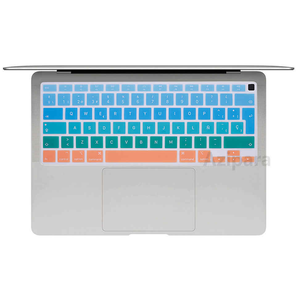 Couverture espagnole souple ue pour Macbook Air 13 A2179 / Air M1 puce A2337 couverture de clavier en silicone arc-en-ciel espagnol ue: Rose