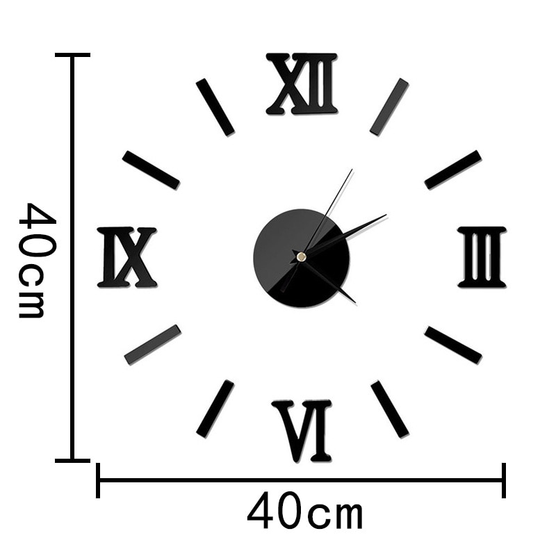 DIY Quartz Clocks sticker 3D wall clock Roman numeral mirror acrylic