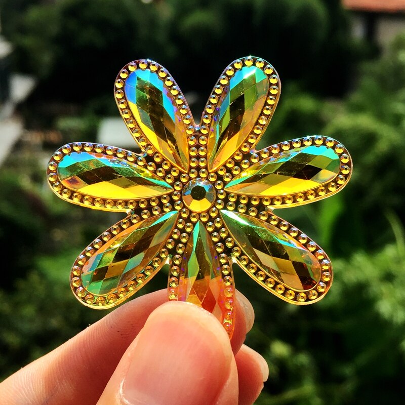 12pcs 46mm Grote Bloemen Strass Applicaties Plaksteen Acryl Stones Strass Kristallen Voor DIY Ambachten bruiloft decoratie HZ10 * 6