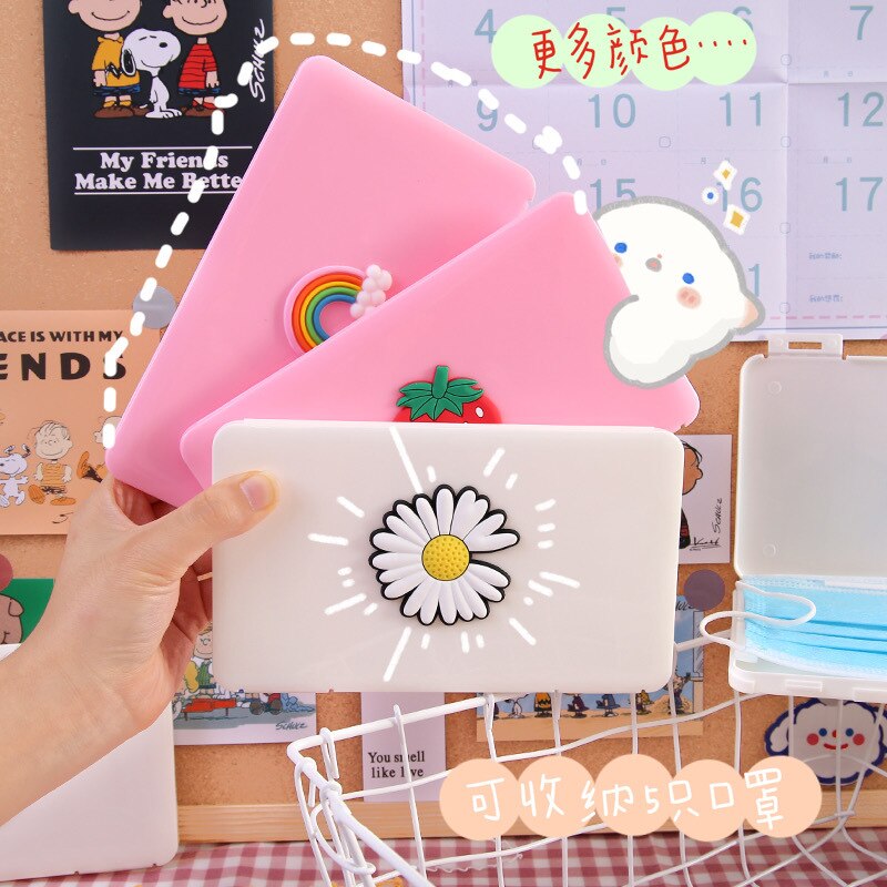 Caja de almacenamiento de mascarillas para niños, estuche de polipropileno de almacenaje portátil antipolvo y antihumedad para máscaras, bote para guardar cubrebocas para estudiantes, disponible en varios colores