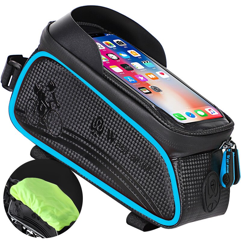 Wild man mtb cykeltasker front cykeltaske regntæt touch screen cykel telefon taske 6.5 tommer mobiltelefon taske eva hard shell tasker: 06