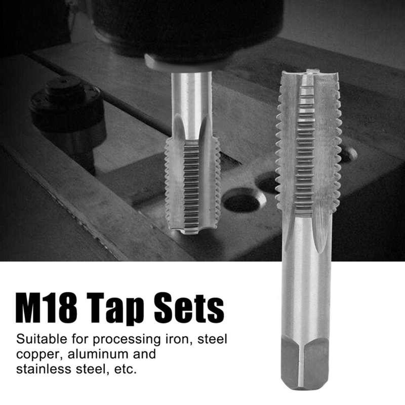 4Pcs Metric Hand Tap M18 Alloy Tool Steel Metric Straight Groove Tapping Processing Tools for Drilling Tapping Machines