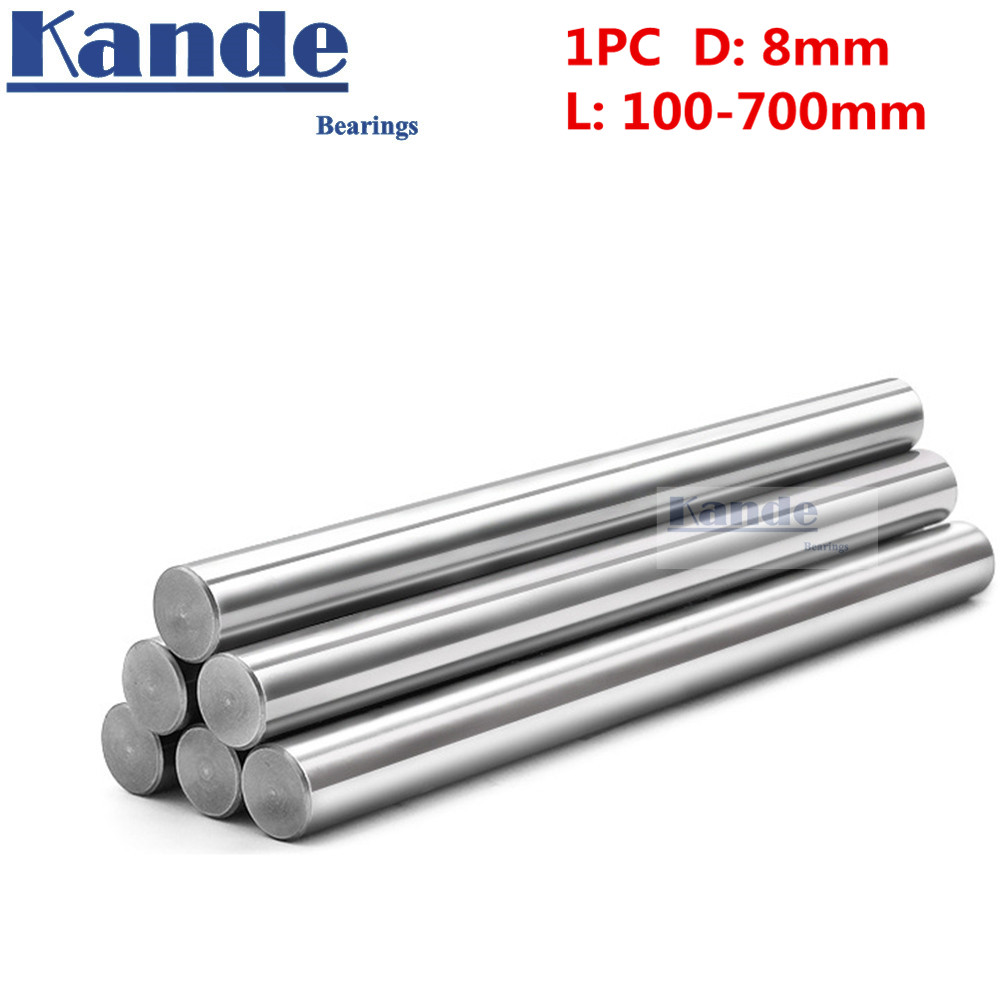 Kande lager 1pc d : 8mm 3d skrivarstång axel 8mm linjär axel förkromad stång axel cnc delar 100mm 100 - 600mm