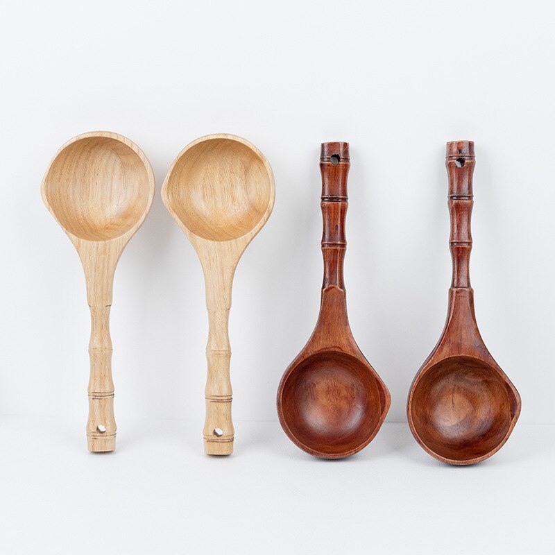 Varnish Bamboo Water Spoon Wooden Large Soup Spoon Porridge Spoon Scoop Rice Spoon Solid Wood Bamboo Handle Bath Water Ladle