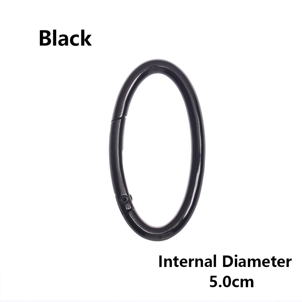 2PCS Zinc Alloy Plated Gate Spring Oval Ring Buckles Clips Carabiner Purses Handbags Oval Push Trigger Snap Hooks Carabiners: 5.0cm-black