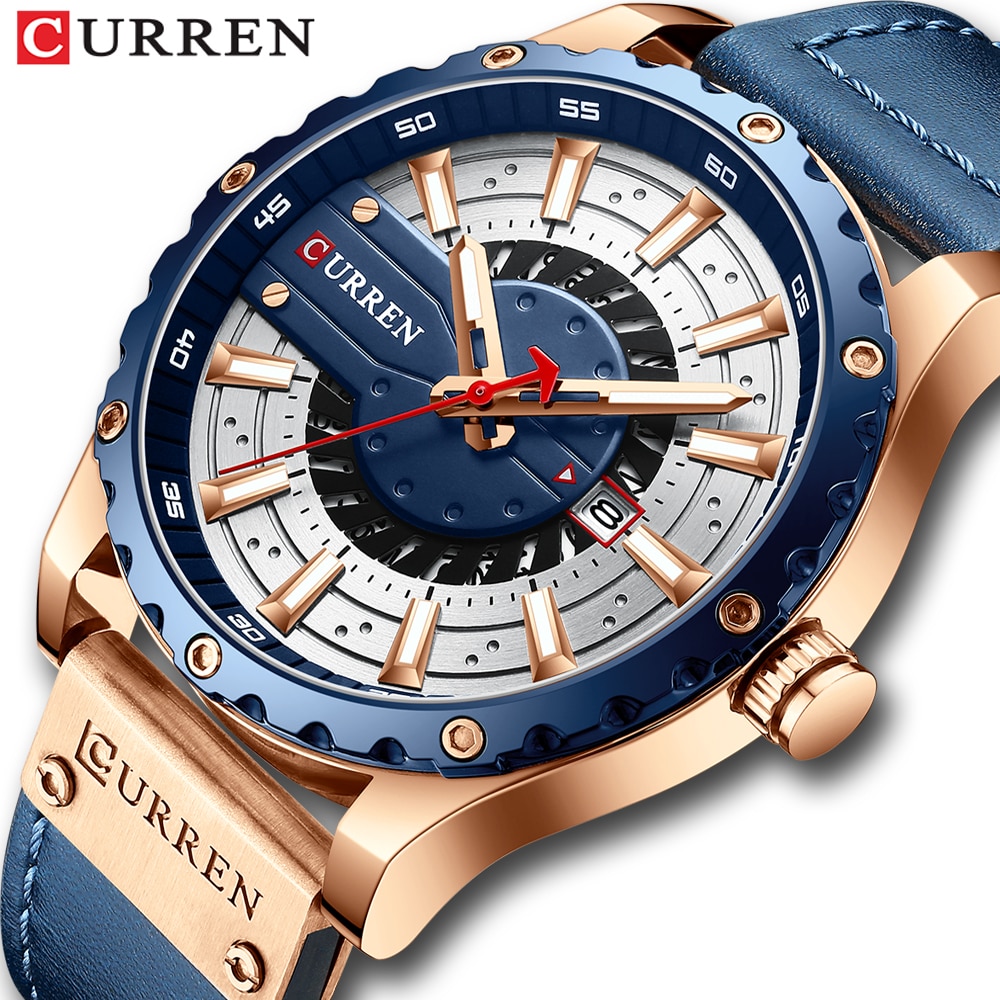 Curren Horloges Top Brand Leather Horloge Casual Quartz Heren Horloge Chic Lichtgevende Handen Klok