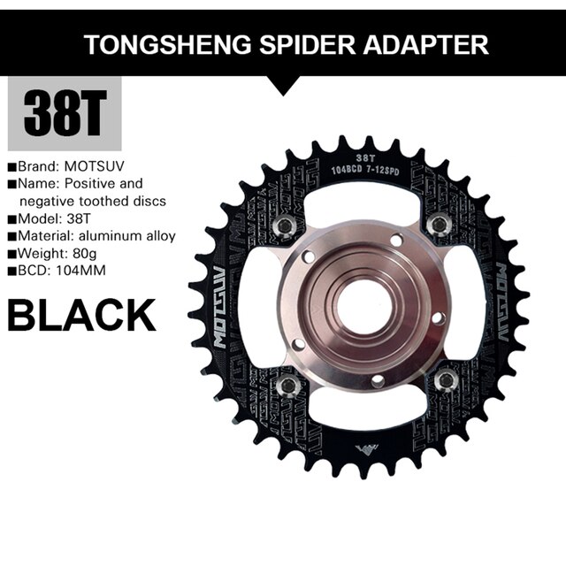 Plato y adaptador para bicicleta eléctrica Tongsheng, piezas de 32T/34T/36T/38T, 104BCD: H