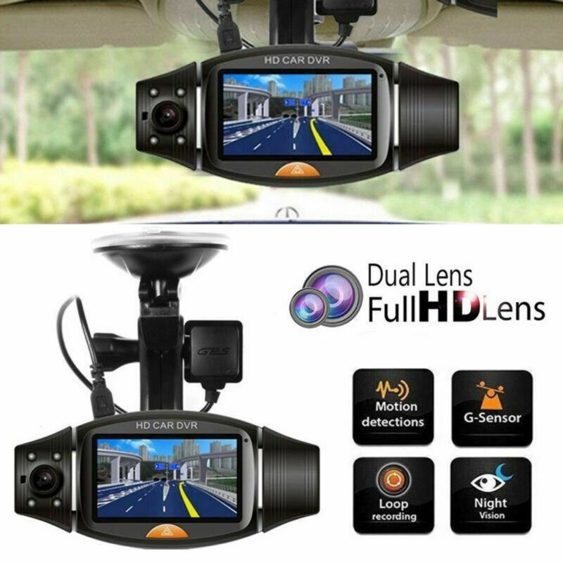 Dual Lens GPS Camera HD Car Dash Cam Video Recorder G-Sensor Night Vision