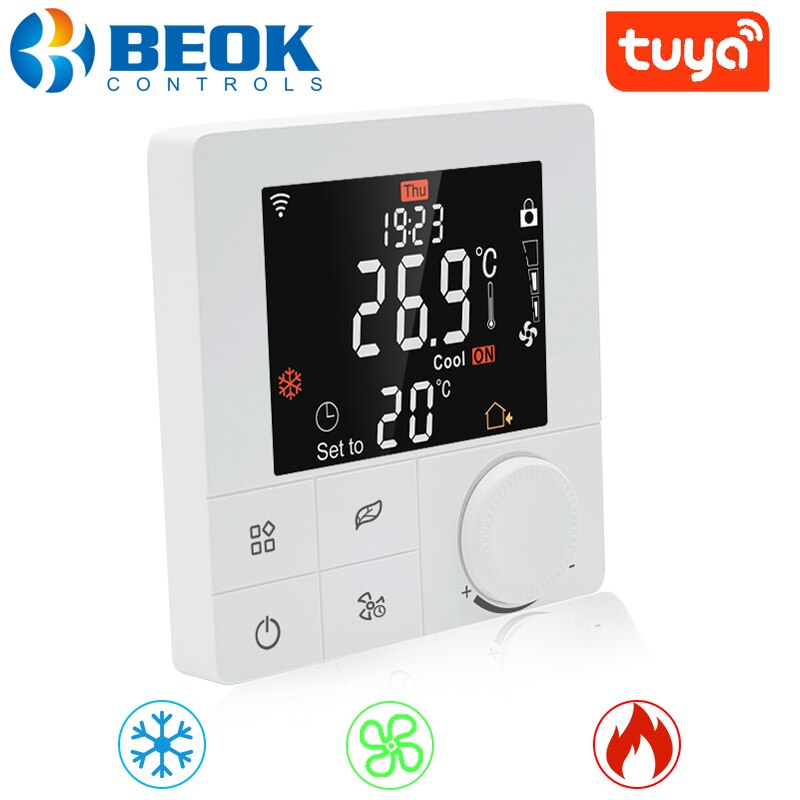 Beok – Thermostat Wifi intelligent Tuya, chauffage au sol/bobine de ventilateur/chaudière à gaz, contrôleur de température, fonctionne avec Google Home Alexa