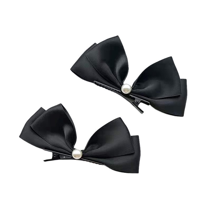 Pinzas para el pelo con lazo tridimensional, horquillas para el pelo, accesorios para el cabello, pasadores encantadores, tocado para niños, 2 piezas: Negro