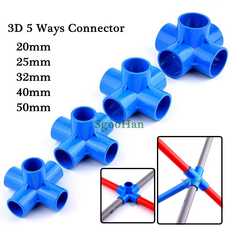 1Pc Big Size 50Mm Pvc Pijp 3/4/5/6 Manier Connector Aquarium Fish Tank Buis Gewrichten irrigatie System Plastic Frame Fittings