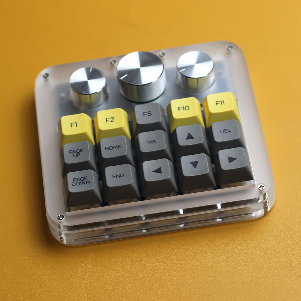 Macro Mechanical Keyboard Kit 3 Encoder 15Key Knob Swappable Keyboard One-handed Mini Keypad Support For QMK VIA Red Switch
