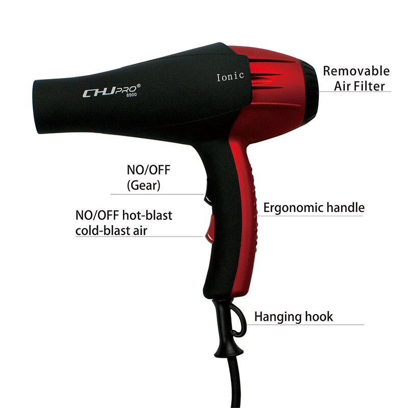 Hair Dryer Ionic Portable Blow Dryer Electric Hair Blower Hair Style Tool High Power With Collecting Nozzle
