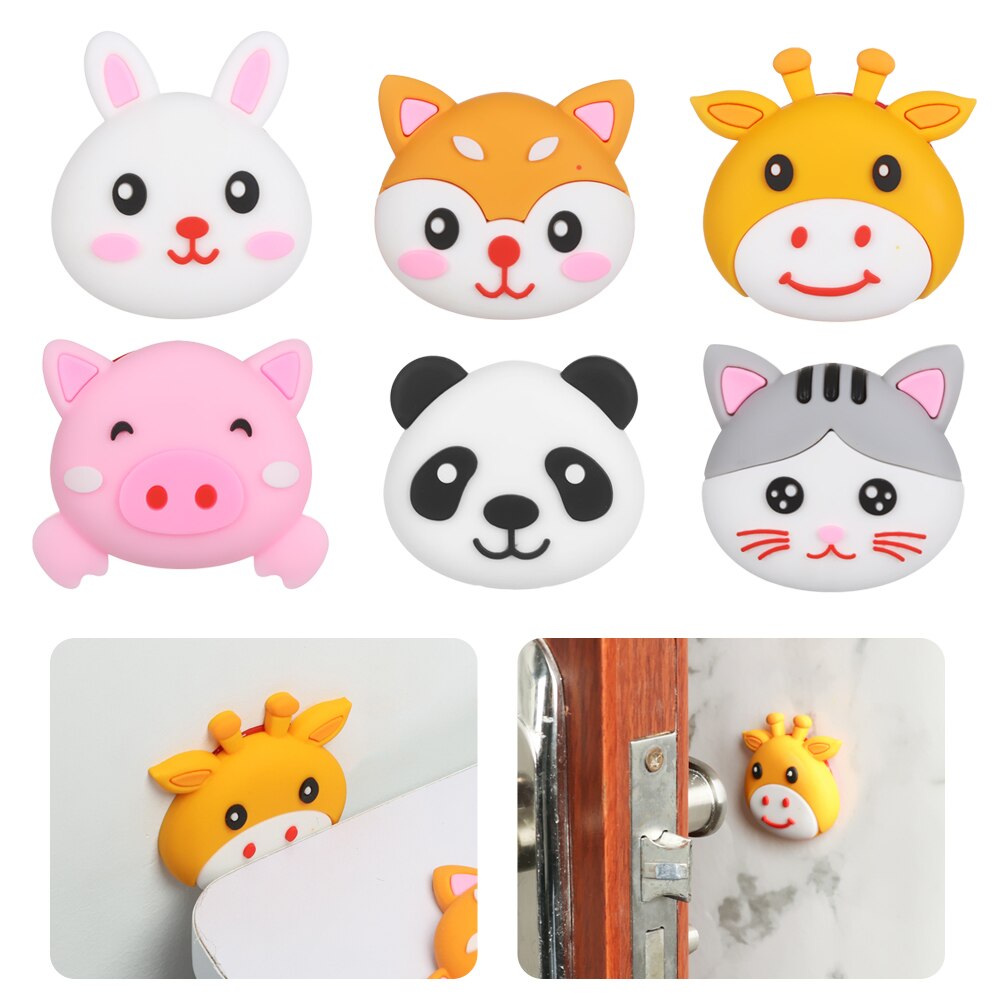 Anti-collision Stickers Pad Cartoon Wall Back Door Handle Stopper Door Lock Mute Shock Rubber Pad Child Safety Handle Bumper