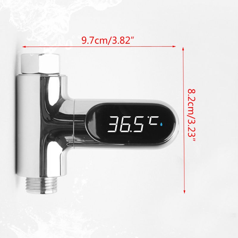 LED Display Water Flow Temperature Meter Monitor Electricity Shower Thermometer