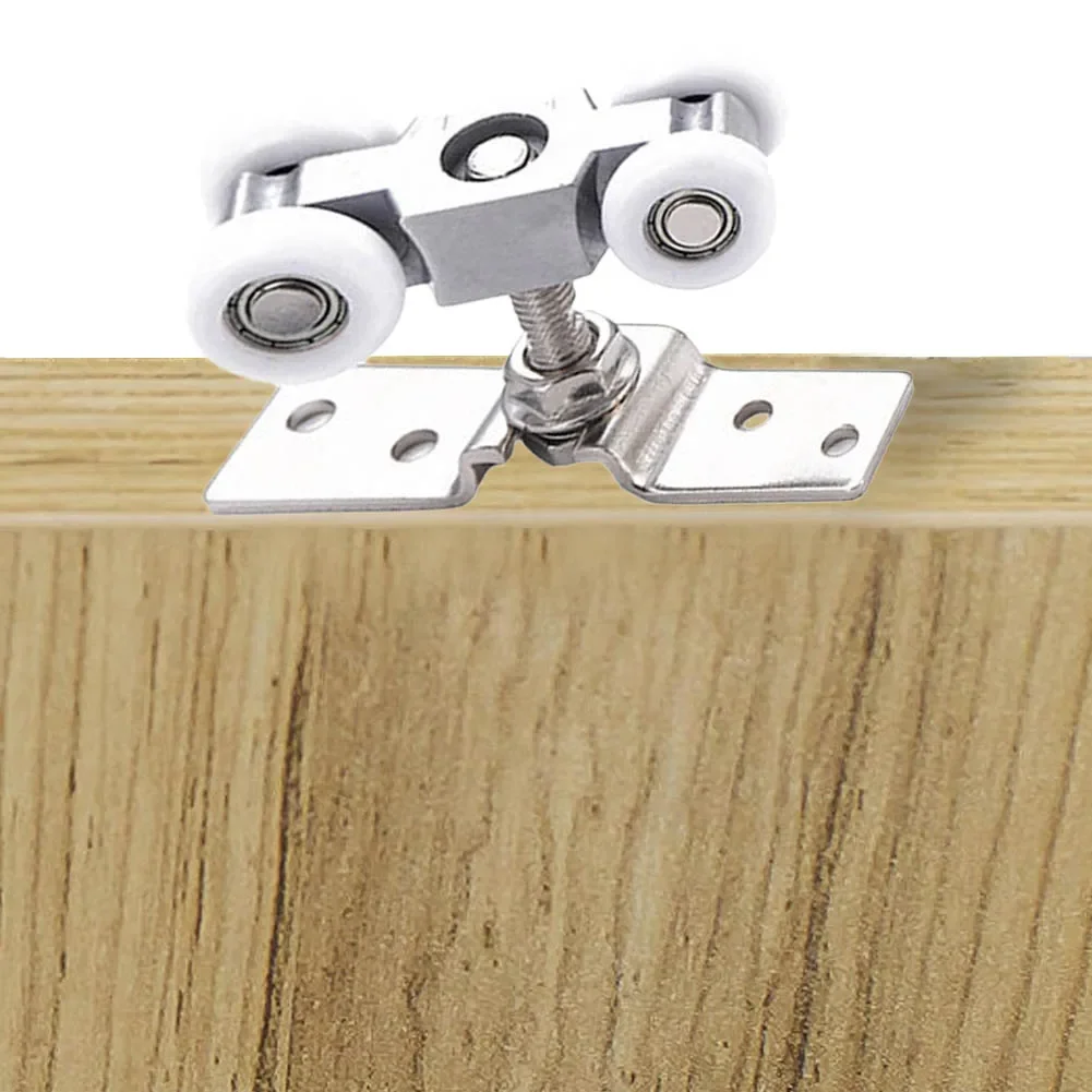 2pcs Sliding Door Roller Hardware Slide Doors Pulley 4 Wheels Glass Door Hanging Wheels Rail Track Pulley Silent Nylon Wheel