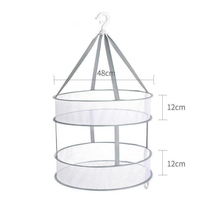 Clothes Drying Basket Household Sweater Drying Net Windproof Hanging Clothes Drying Net 3 Colors Double-layer Laundry Rack Mesh: Gray Double-layer S