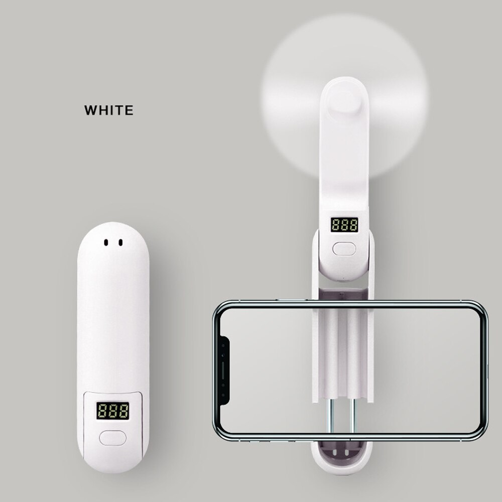 Usb Mini Fan Multifunctionele Draagbare Mini Ventilator Met 2000Mah Powerbank En Telescopische Beugel Houder: WHITE