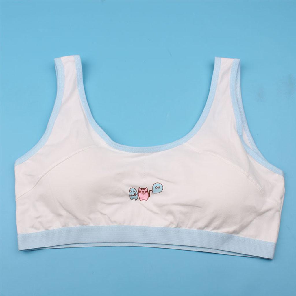 Cotton Bra For Girls Kids Girls Underwear Bra Vest Children Underclothes Sport Undies Clothes Teen Underwear For Girls V23%: Sky Blue