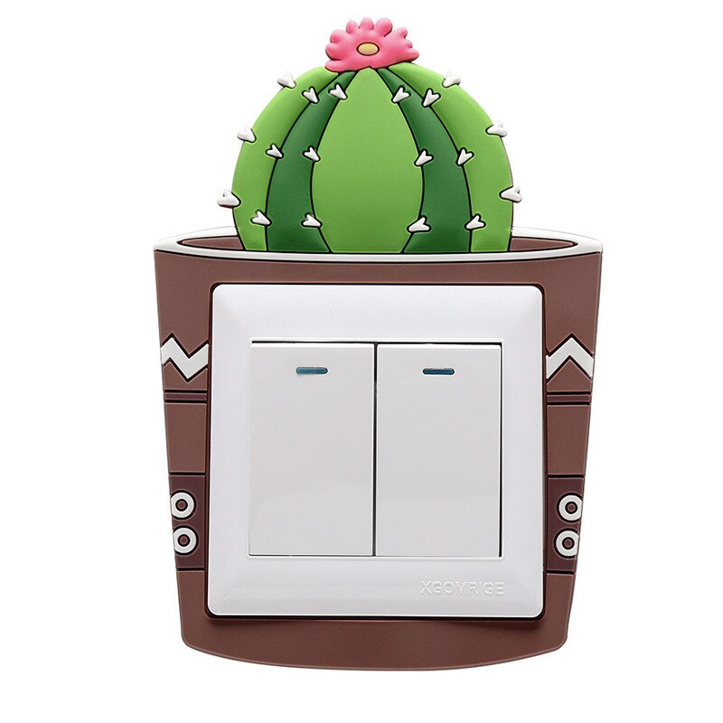Cactus Socket Wall Stickers Switch Room Decorative Luminous Stickers Home Switch Cover Wall Light Socket Stickers: D
