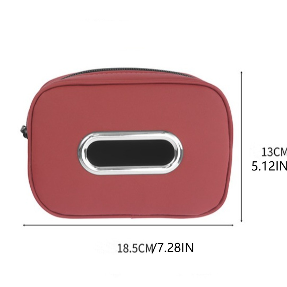 Multifunctional Car Tissue Box Zipper PU Leather Car Napkin Holder with Fix Strap Paper Box Backseat Tissue Case