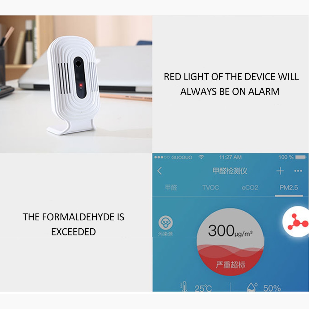 JQ-200/JQ-300 WIFI Smog Meter CO2 HCHO TVOC Air Analysis Tester Detector Sensor Temperature Humidity Monitor