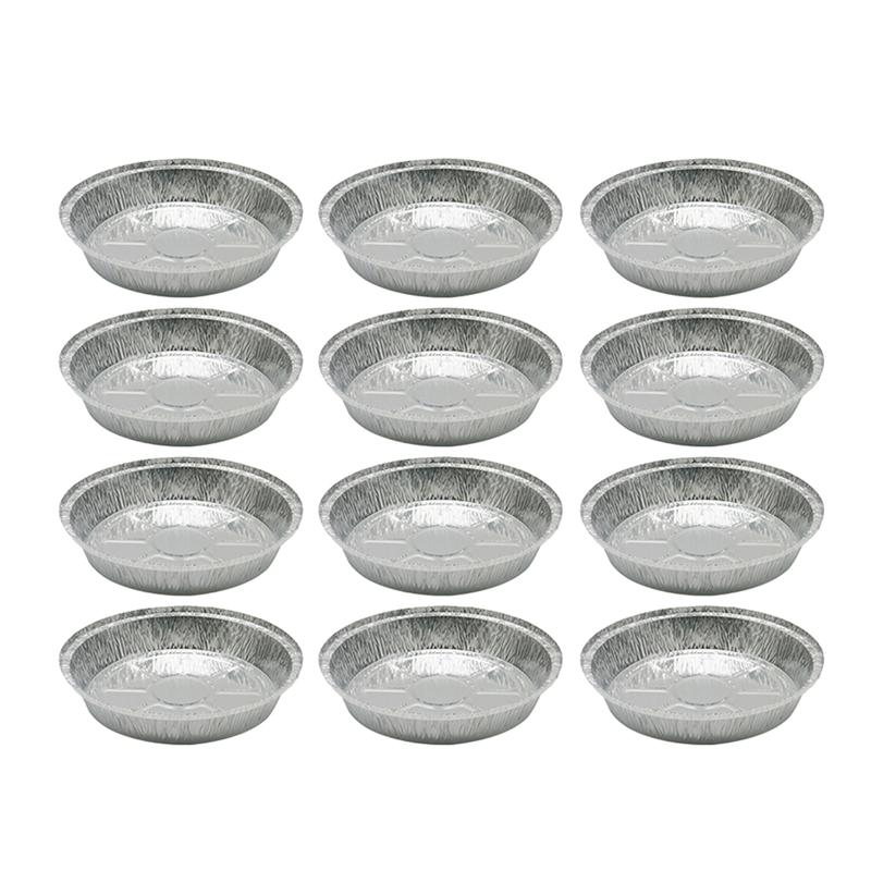 12 stuks 1400ml aluminiumfolie kommen 9 inch aluminiumfolie ronde wegwerpbarbecueschaal taartvormen voor zelfgemaakte cakes en taarten (zonder deksel): Default Title