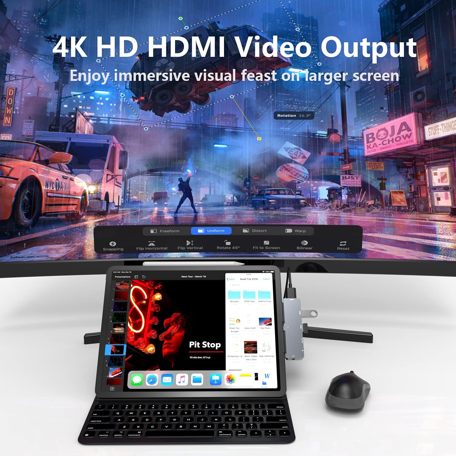 USB C HUB für iPad Pro 11/12,9 Zoll, Adapter für iPad Air 5,6 in 1 iPad Pro Hub Dockingstation mit 4K HDMI, 3,5 mm Kopfhöreranschluss