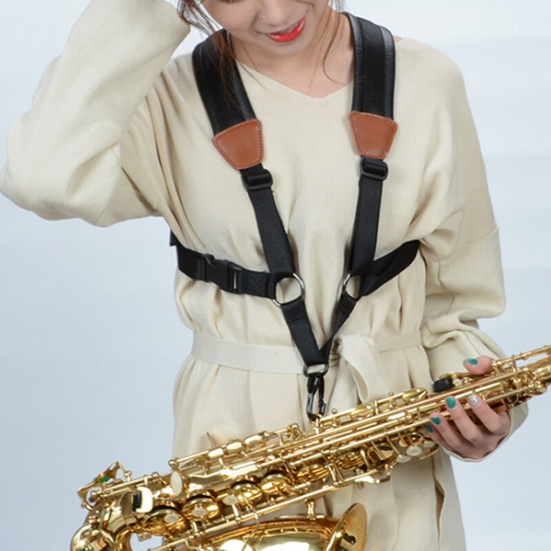 Volwassen kind zachte saxofoonband haak saxofoon schouderband saxofoonband harnas voor alt tenor sopraansaxofoon