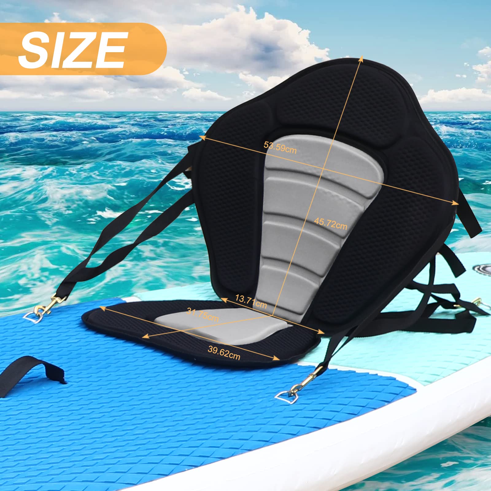 Kayak Seat Universal Sit On Top Foam Padded High Back Backrest Paddle Board Seat Detachable Breathable Thickened Non-slip