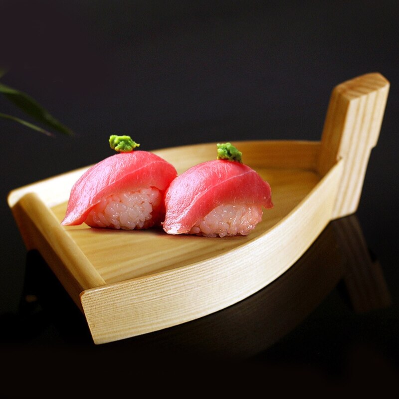 H7EA Japanese Cuisine Sushi Boat Wooden Serving Tray Seafood Platter Cold Dishes Ship Appetizers Container Kitchen Tableware