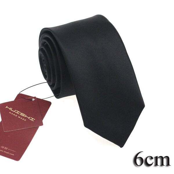 HUISHI Classic Simple Plain Black Mens Ties Business Stripe 8cm And 6cm Neckties Jacquard Woven Polyester Slim Wedding: TP-11