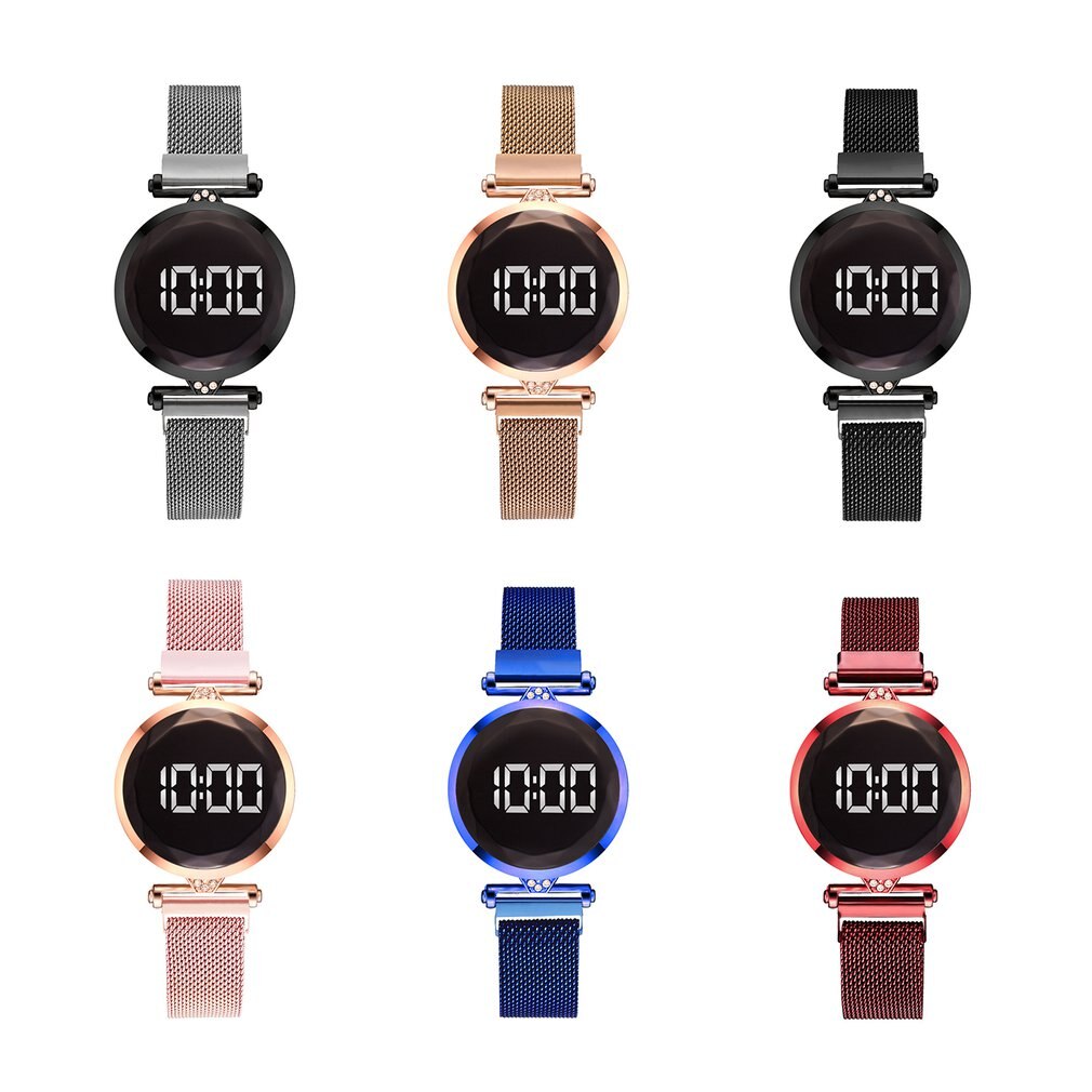 Praktische Luxe Led Vrouwen Magnetische Armband Horloges Digitale Jurk Horloge Quartz Horloge Dames Klok