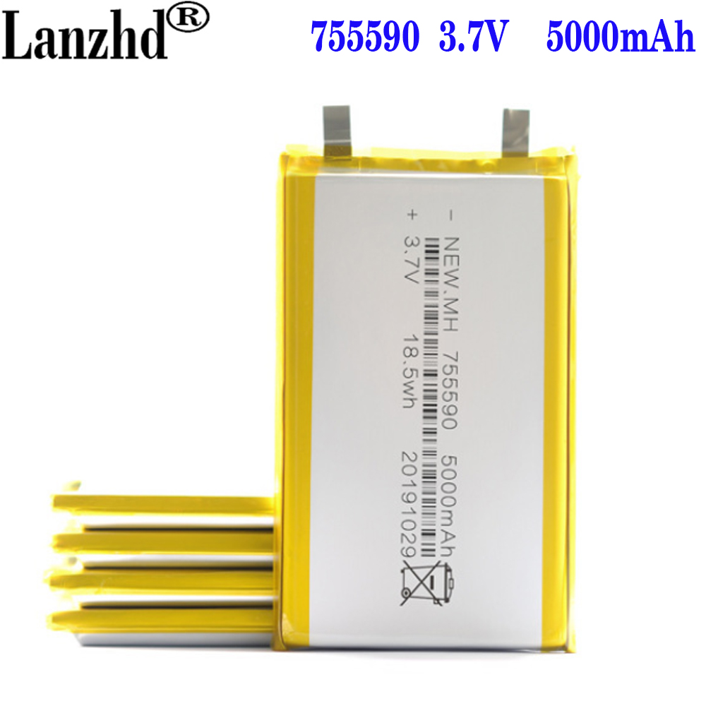 1-10 stücke 3,7 V 5000mAh Lithium-Polymer LiPo Batterie zellen Für Mp3 Power bank PSP handy PAD protable tablet PC 755590