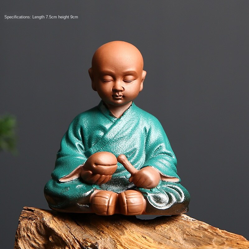 Håndlavet sød lille munk zen te ornamenter lilla sand boligdekorationer te ceremoni te bakke ler te kæledyr mini teaset: Tesæt 1