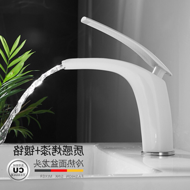 Saeuwtowy Productie Warm En Koud Wastafel Kraan Creatieve Schakelaar Outlet Badkamer Wastafel Kraan Wastafel Kraan Gouden Kleur En Wit: Ceramic white