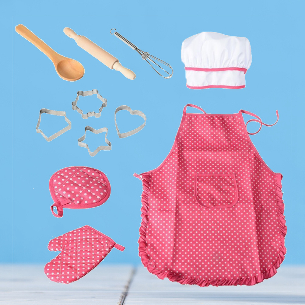 Traje de cocina de protección ligero para niños, 7 piezas, educativo, completo, no tóxico, duradero: Red11Pcs