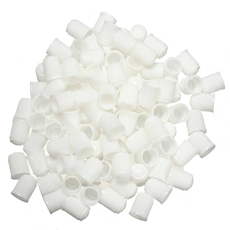 100 pièces en plastique bouchons de Valve bouchon de pneu couvercle de Valve pour voiture moto blanc
