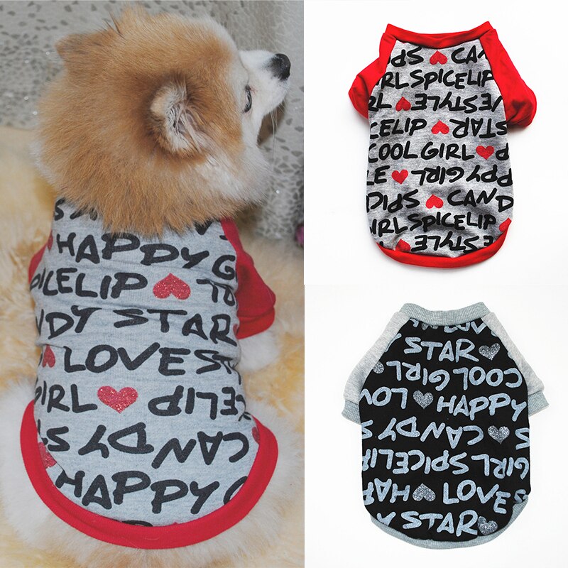 Vêtements de imprimé chien vêtements pour petite lettre mignonne chiens vêtements coton chien chemises vêtements pour chien de compagnie vêtements pour chien